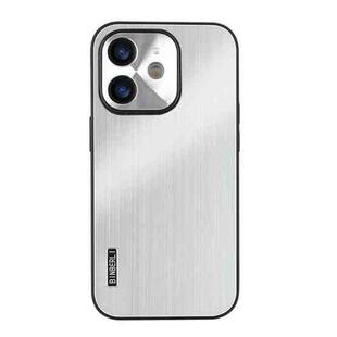 For iPhone 12 PC Hybrid Aluminum Alloy Brushed Shockproof Phone Case(Silver)