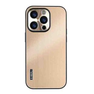 For iPhone 12 Pro Max PC Hybrid Aluminum Alloy Brushed Shockproof Phone Case(Gold)