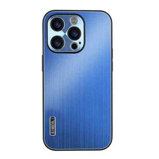 For iPhone 15 Pro PC Hybrid Aluminum Alloy Brushed Shockproof Phone Case(Blue)