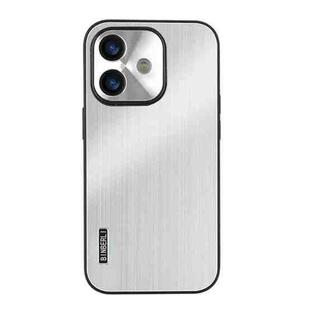 For iPhone 16 Plus PC Hybrid Aluminum Alloy Brushed Shockproof Phone Case(Silver)