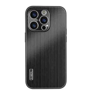For iPhone 16 Pro PC Hybrid Aluminum Alloy Brushed Shockproof Phone Case(Black)