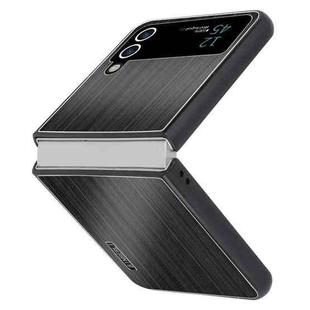 For Samsung Galaxy Z Flip3 PC Hybrid Aluminum Alloy Brushed Shockproof Phone Case(Black)