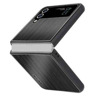 For Samsung Galaxy Z Flip4 PC Hybrid Aluminum Alloy Brushed Shockproof Phone Case(Black)