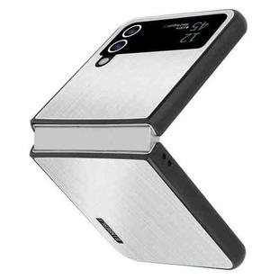 For Samsung Galaxy Z Flip4 PC Hybrid Aluminum Alloy Brushed Shockproof Phone Case(Silver)