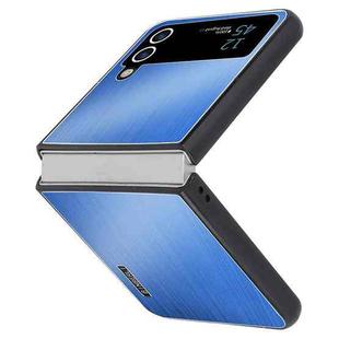 For Samsung Galaxy Z Flip4 PC Hybrid Aluminum Alloy Brushed Shockproof Phone Case(Blue)