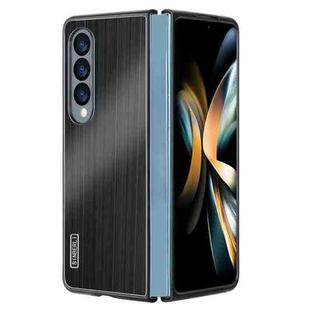 For Samsung Galaxy Z Fold4 PC Hybrid Aluminum Alloy Brushed Shockproof Phone Case(Black)