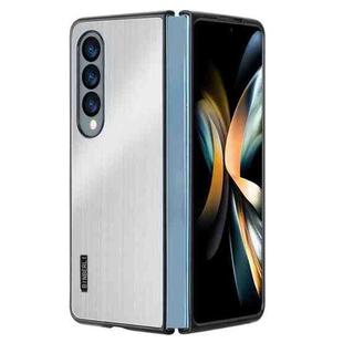 For Samsung Galaxy Z Fold4 PC Hybrid Aluminum Alloy Brushed Shockproof Phone Case(Silver)