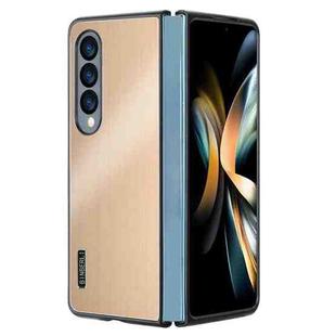 For Samsung Galaxy Z Fold4 PC Hybrid Aluminum Alloy Brushed Shockproof Phone Case(Gold)