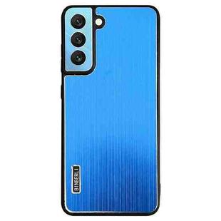 For Samsung Galaxy S21+ 5G PC Hybrid Aluminum Alloy Brushed Shockproof Phone Case(Blue)