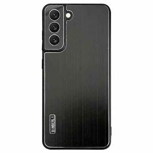 For Samsung Galaxy S21 FE 5G PC Hybrid Aluminum Alloy Brushed Shockproof Phone Case(Black)