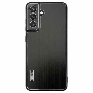 For Samsung Galaxy S24 FE 5G PC Hybrid Aluminum Alloy Brushed Shockproof Phone Case(Black)