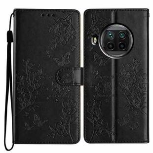 For Xiaomi Mi 10T Lite 5G Butterflies and Flowers Leather Phone Case(Black)