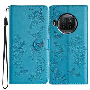 For Xiaomi Mi 10T Lite 5G Butterflies and Flowers Leather Phone Case(Blue)