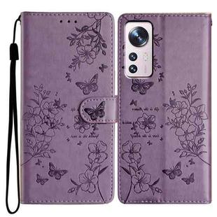 For Xiaomi 12 Lite Butterflies and Flowers Leather Phone Case(Purple)