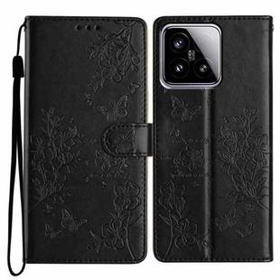 For Xiaomi 15 Butterflies and Flowers Leather Phone Case(Black)