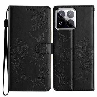 For Xiaomi 15 Pro Butterflies and Flowers Leather Phone Case(Black)