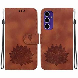 For Samsung Galaxy S24 FE 5G Lotus Embossed Leather Phone Case(Brown)