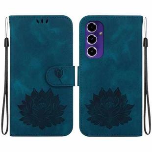 For Samsung Galaxy S24 FE 5G Lotus Embossed Leather Phone Case(Dark Blue)