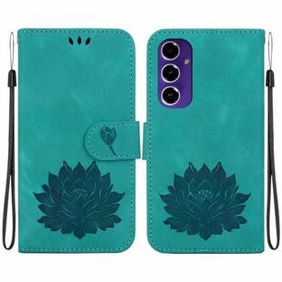 For Samsung Galaxy S24 FE 5G Lotus Embossed Leather Phone Case(Green)