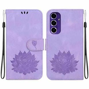 For Samsung Galaxy S24 FE 5G Lotus Embossed Leather Phone Case(Purple)