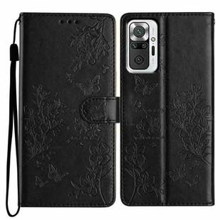 For Redmi Note 10 Pro Butterflies and Flowers Leather Phone Case(Black)