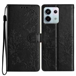 For Redmi Note 13 Pro 5G Butterflies and Flowers Leather Phone Case(Black)
