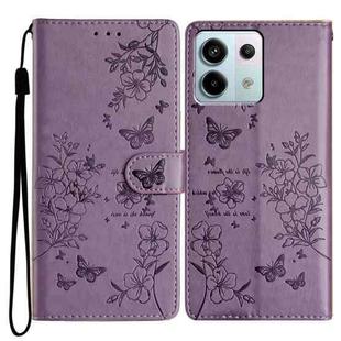 For Redmi Note 13 Pro 5G Butterflies and Flowers Leather Phone Case(Purple)