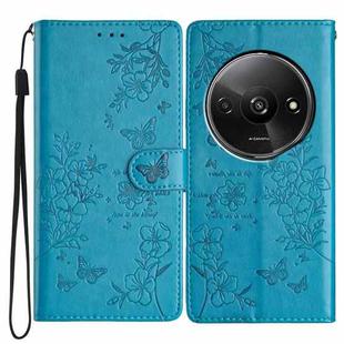 For Redmi A3 Butterflies and Flowers Leather Phone Case(Blue)