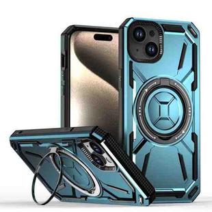 For iPhone 15 Plus Armor II Series MagSafe Magnetic Holder Phone Case(Light Blue)