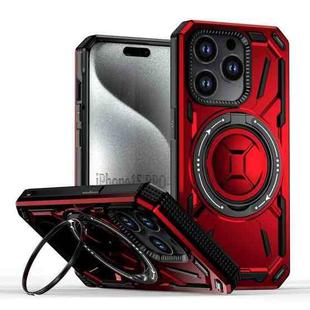 For iPhone 15 Pro Armor II Series MagSafe Magnetic Holder Phone Case(Red)