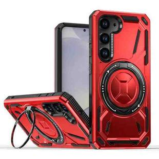 For Samsung Galaxy S25 5G Armor II Series MagSafe Magnetic Holder Phone Case(Red)