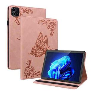 For itel Pad One 10.1 Butterfly Flower Embossed Leather Tablet Case(Rose Gold)