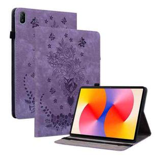 For Huawei MatePad SE 11 2024 Butterfly Rose Embossed Leather Tablet Case(Purple)