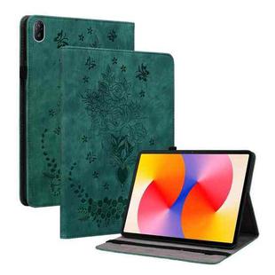 For Huawei MatePad SE 11 2024 Butterfly Rose Embossed Leather Tablet Case(Green)