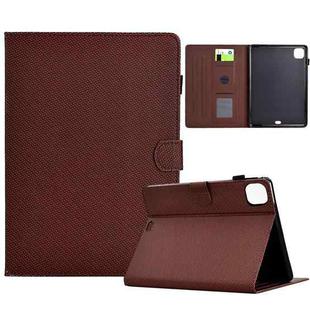 For iPad Pro 11 2024 Solid Color Fiber Texture Smart Tablet Leather Case(Brown)