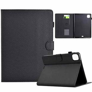 For iPad Air 11 2024 Solid Color Fiber Texture Smart Tablet Leather Case(Black)