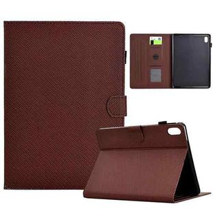 For iPad mini 6 Solid Color Fiber Texture Smart Tablet Leather Case(Brown)