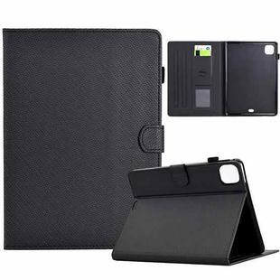 For iPad Air 10.9 2022 / 2020 Solid Color Fiber Texture Smart Tablet Leather Case(Black)