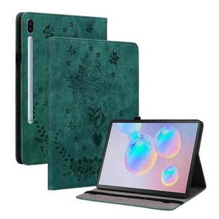 For Samsung Galaxy Tab S6 SM-T860/T865 Butterfly Rose Embossed Leather Tablet Case, without Pen(Green)