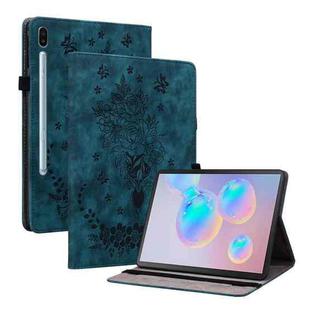 For Samsung Galaxy Tab S6 SM-T860/T865 Butterfly Rose Embossed Leather Tablet Case, without Pen(Dark Blue)