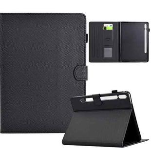 For Samsung Galaxy Tab S7 / S8 Solid Color Fiber Texture Smart Tablet Leather Case(Black)