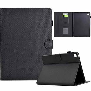 For Samsung Galaxy Tab A7 Lite Solid Color Fiber Texture Smart Tablet Leather Case(Black)