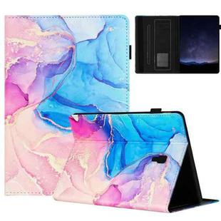 For Samsung Galaxy Tab A 10.5 T590 Marble Litchi Leather Smart Tablet Case(Pink Blue)