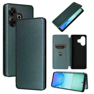 For Redmi 13 4G Carbon Fiber Texture Flip Leather Phone Case(Green)