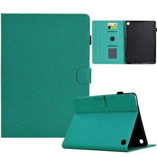 For Amazon Kindle Fire HD 10 2023 / 2021 Solid Color Fiber Texture Smart Tablet Leather Case(Lake Green)