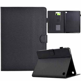 For Amazon Kindle Fire HD 8 Plus 2022 / 2020 Solid Color Fiber Texture Smart Tablet Leather Case(Black)