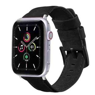 For Apple Watch 5 & 4 40mm / 3 & 2 & 1 38mm Leather Watch Band(Black)