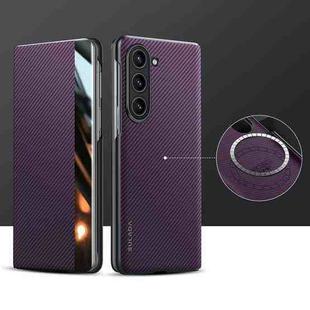 For Samsung Galaxy Z Fold6 SULADA Kevlar 600D Texture Smart Window Leather Phone Case(Purple)