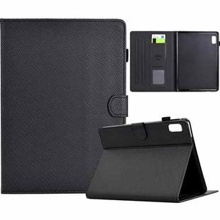 For Lenovo Tab M9 TB-310FU Solid Color Fiber Texture Smart Tablet Leather Case(Black)