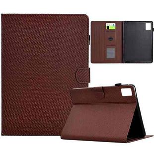 For Lenovo Tab M11 / Xiaoxin Pad 2024 Solid Color Fiber Texture Smart Tablet Leather Case(Brown)